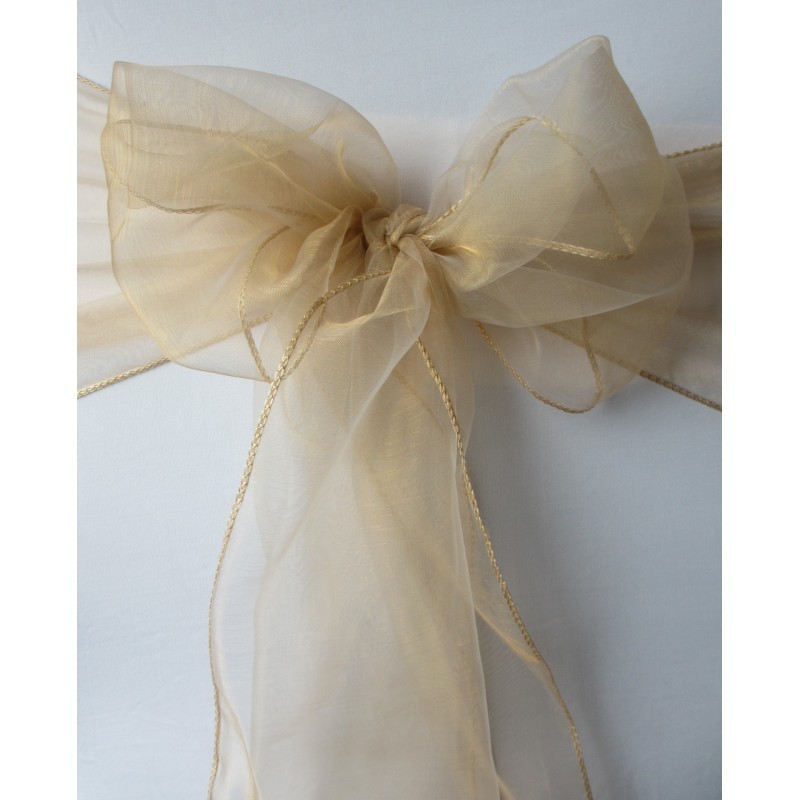 Nœud de chaise organza beige doré