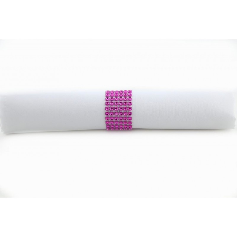 Rond de serviette en strass fushia