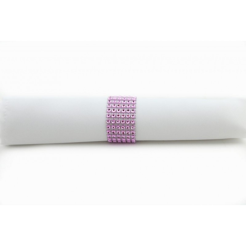 Rond de serviette en strass rose