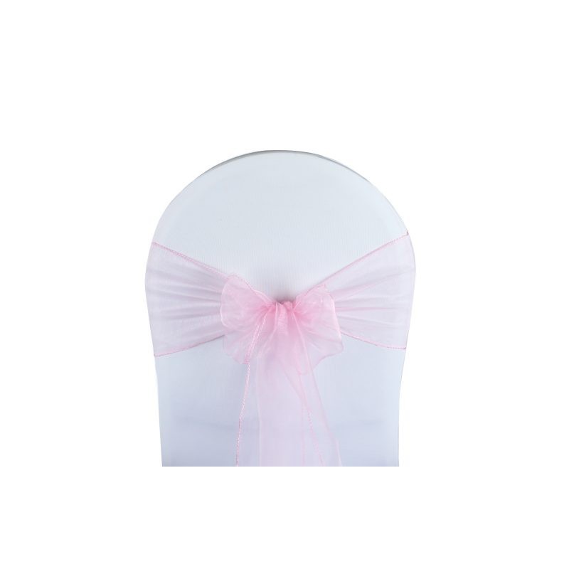 Nœud de chaise organza rose pale