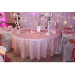 Nappe rectangle dentelle vieux rose