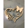 Décoration cœur bois papillon