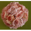 Demi boule de fleur rose et pèche D35