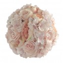 Demi boule de fleur rose et pèche D35