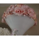 Demi boule de fleur rose et pèche D35