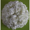 Demi boule de fleur rose blanche