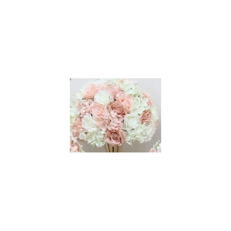 Demi boule de fleur rose et blanche D35