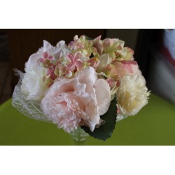 Demi boule de fleur rose et blanche D35