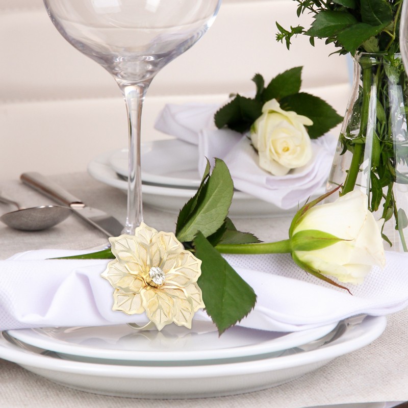 Rond de serviette or / fleur