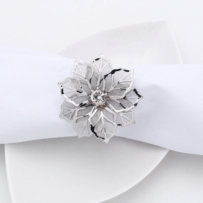 Rond de serviette or / fleur