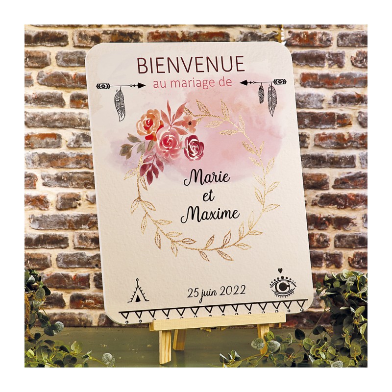Plaque + chevalet Bienvenue au mariage de ...