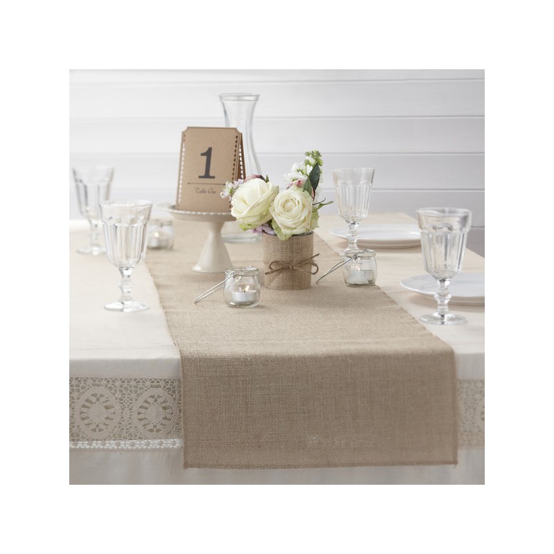 Chemin de table jute tête à tête