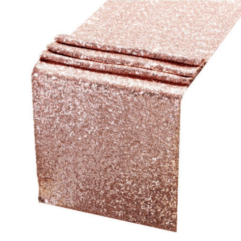 Chemin de table sequin rose nude