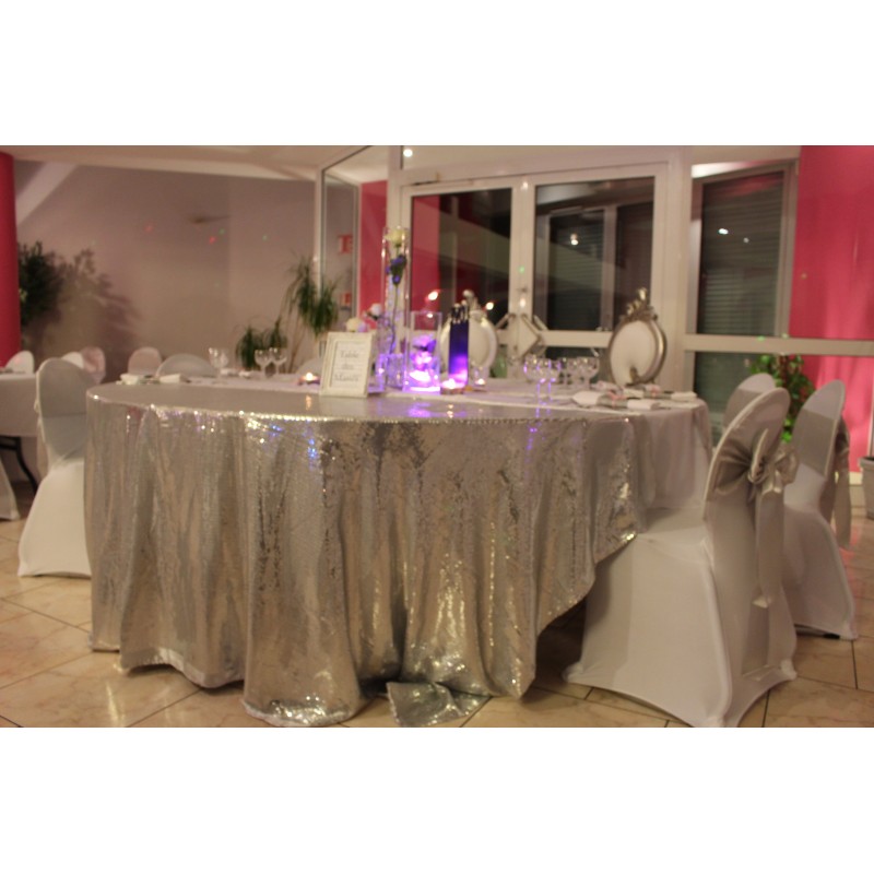 Nappe rectangle sequin argent