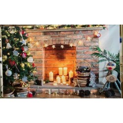Toile de fond sapin et cheminée