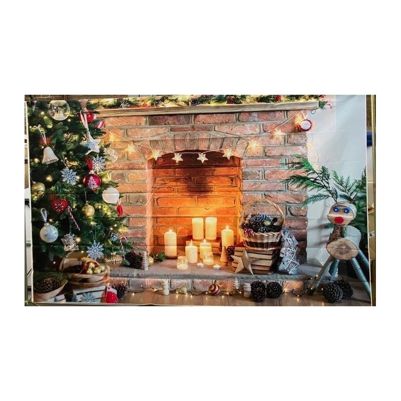 Toile de fond sapin et cheminée