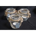 Lot de 3 pot en corde