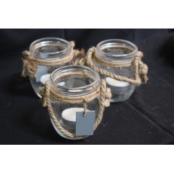 Lot de 3 pot en corde
