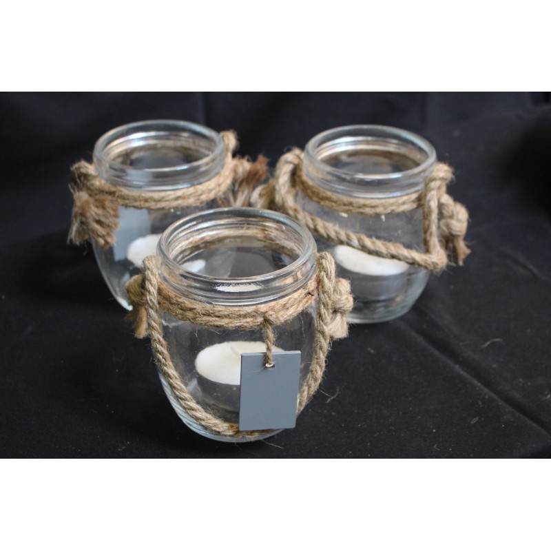 Lot de 3 pot en corde