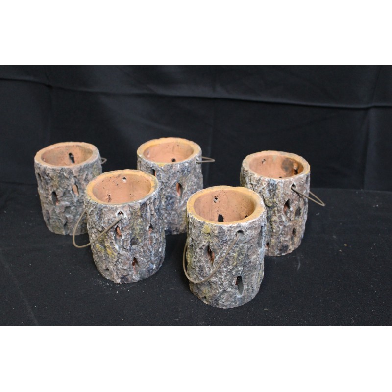 Lot de 5 photophores tronc