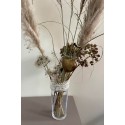 Vase transparent ruban blanc, jaune