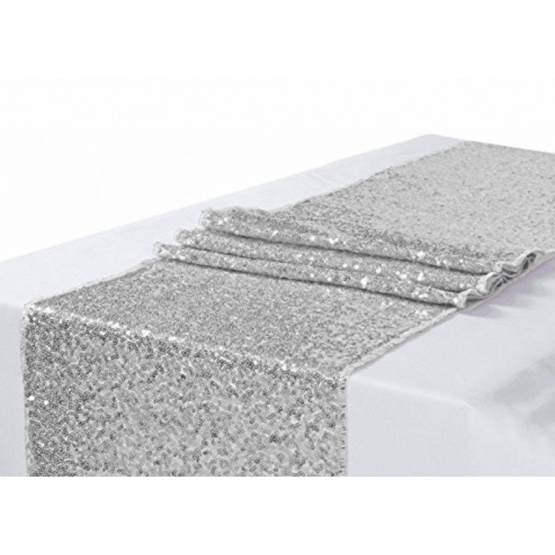 Chemin de table sequin argenté