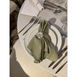 Serviette de table  gaze de coton vert amande