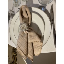 Serviette de table  gaze de coton beige ficelle