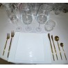 Pack complet vaisselle rectangle et couvert or