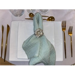 Serviette de table  gaze de coton vert de gris