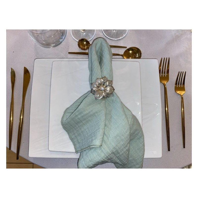 Serviette de table  gaze de coton vert de gris