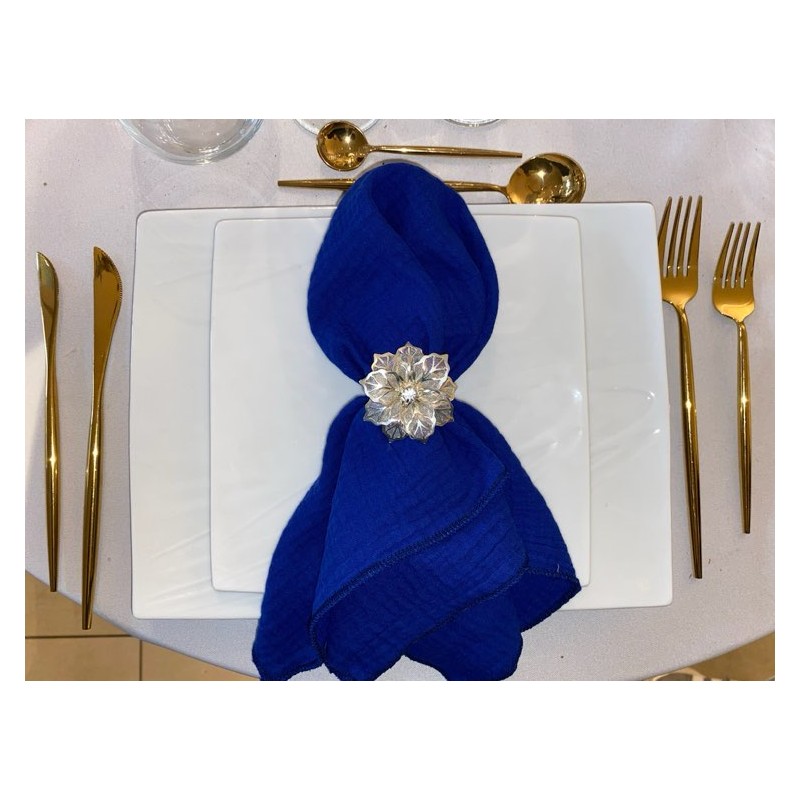 Serviette de table  gaze de coton bleu roi