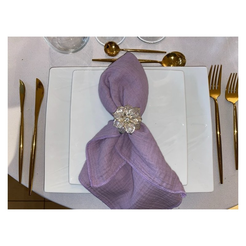 Serviette de table  gaze de coton lilas