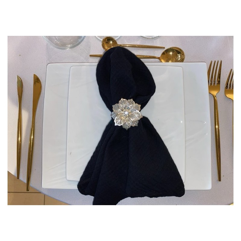 Serviette de table  gaze de coton noir