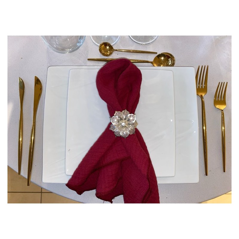 Serviette de table  gaze de coton rouge grenat