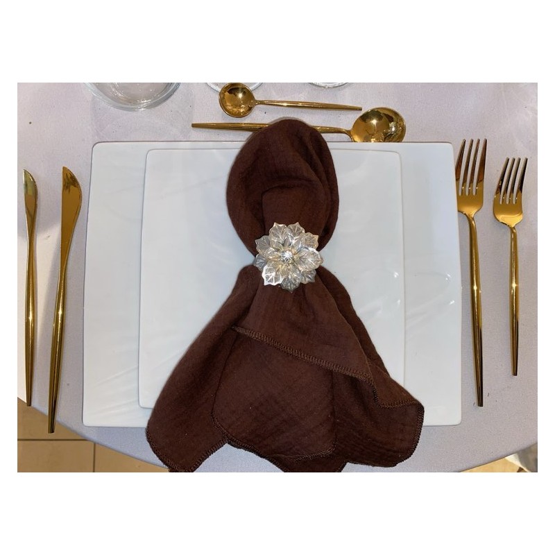 Serviette de table  gaze de coton vert canard