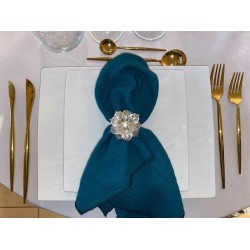 Serviette de table  gaze de coton bleu baltique