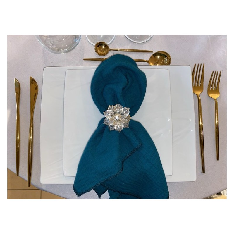 Serviette de table  gaze de coton bleu baltique