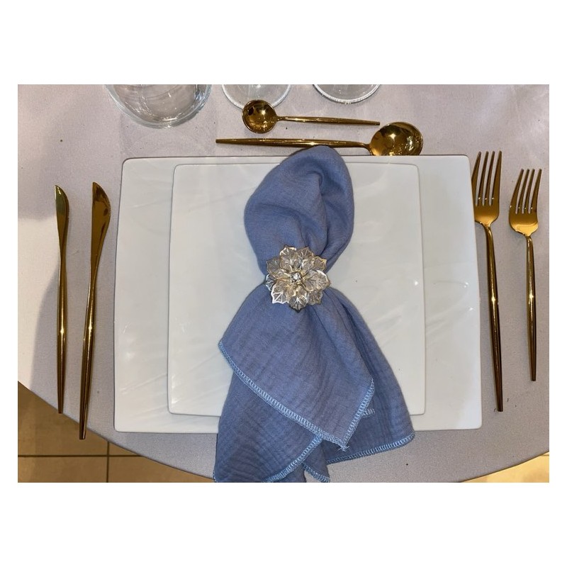 Serviette de table  gaze de coton bleu marine