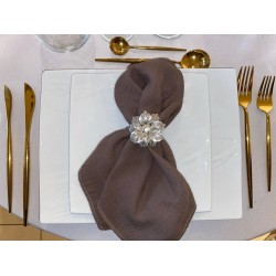 Serviette de table  gaze de coton beige