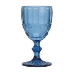 Verre à pied vintage bleu