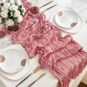 Chemin de table en gaze de coton rose nude