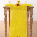 Chemin de table en gaze de coton jaune