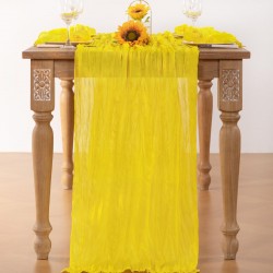 Chemin de table en gaze de coton jaune