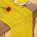 Chemin de table en gaze de coton jaune