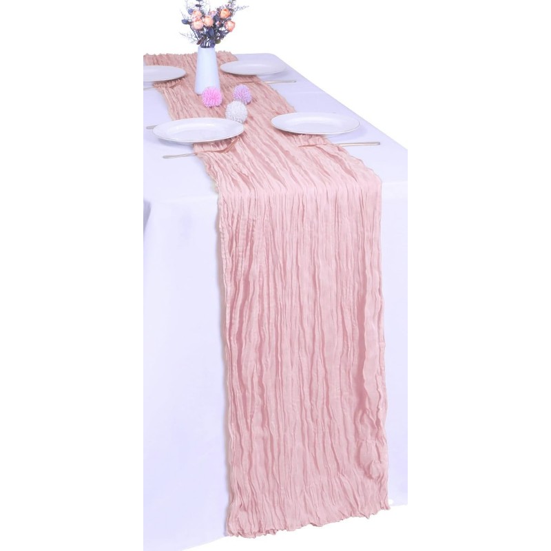 Chemin de table en gaze de coton fuchsia
