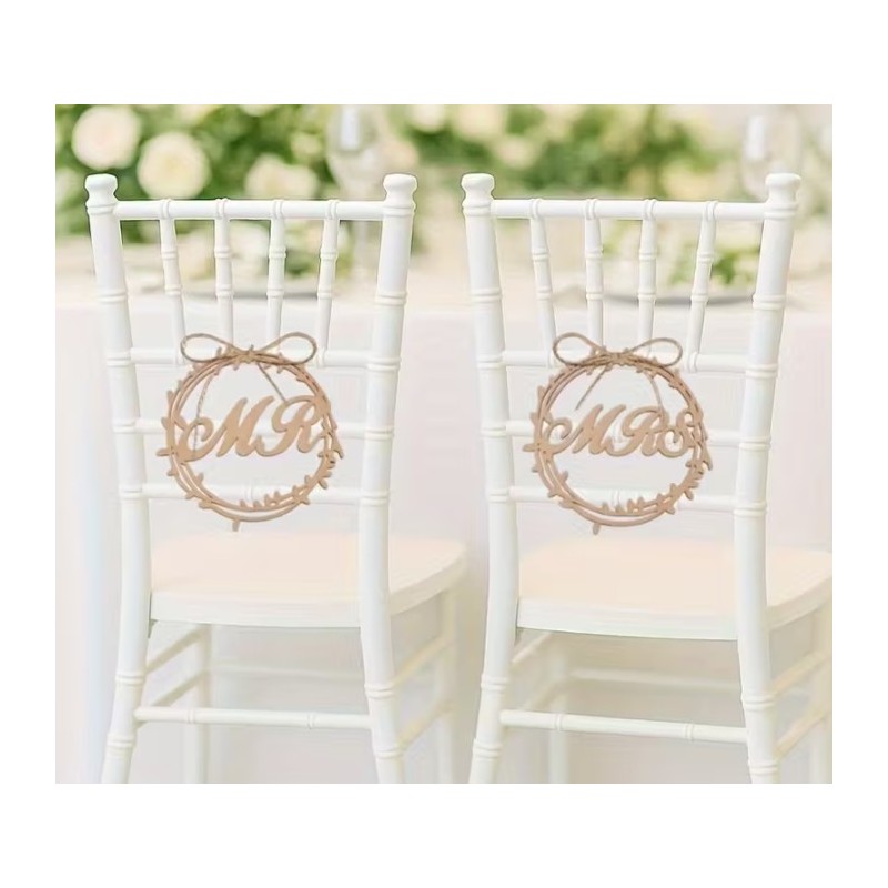 Rond en bois “Mr & Mrs” – Décoration mariage à suspendre