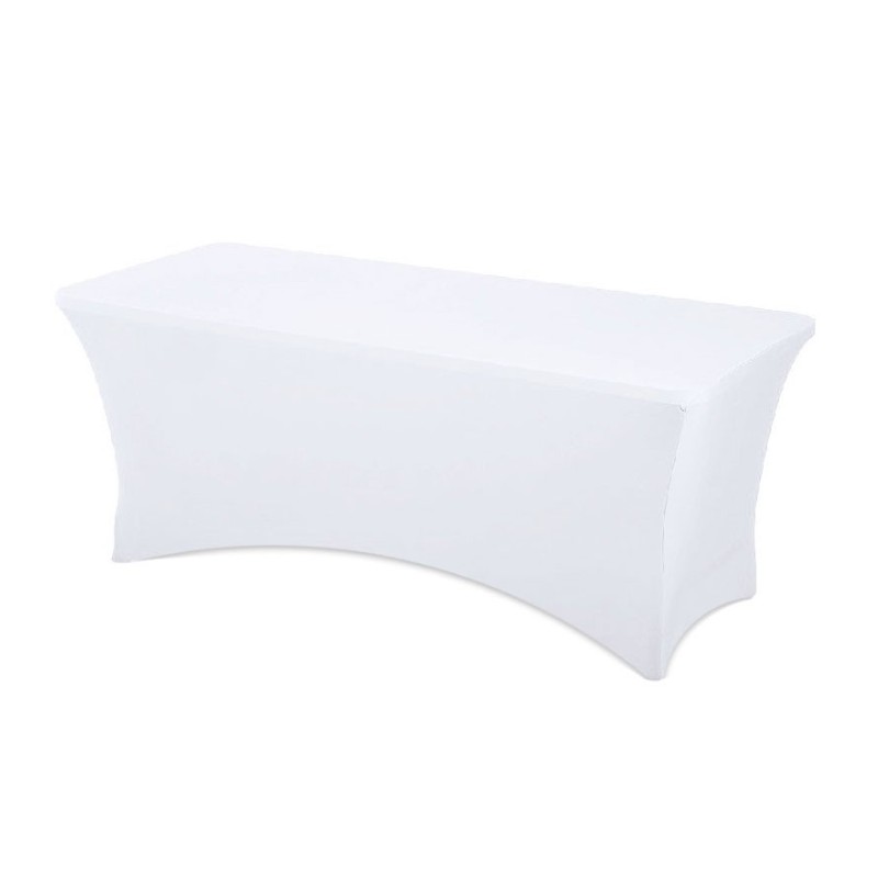 Nappe en lycra blanche pour table rectangulaire