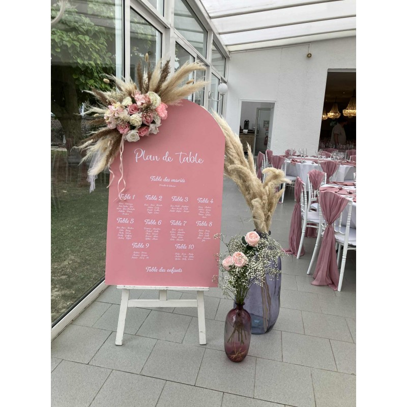 Plan de table en bois – Haut arrondi, couleurs personnalisables