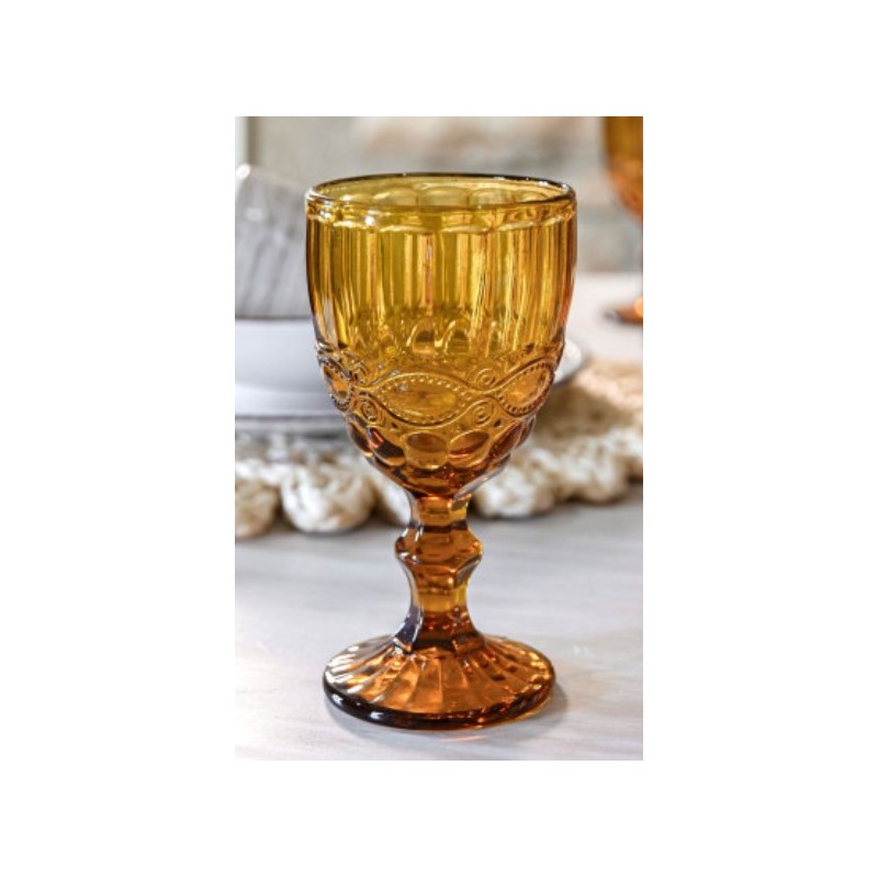 Verre à pied vintage ambre